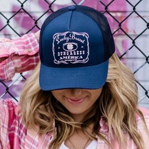 Lucky Brand Vintage Screenprint Trucker Navy Unisex BNWT